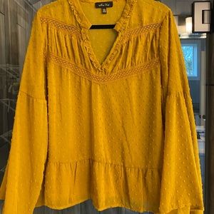 Mustard Bell Sleeve Blouse